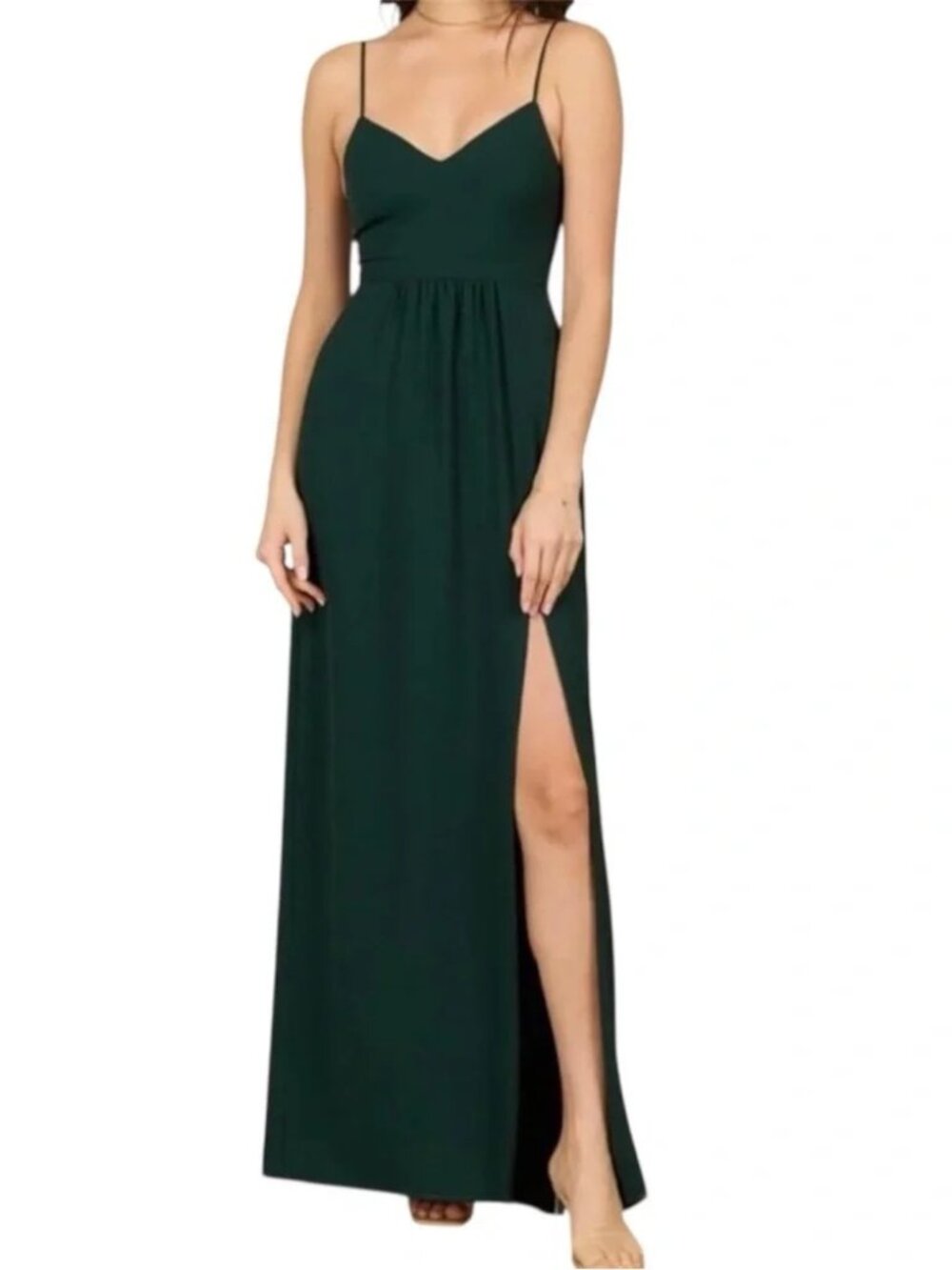 Park & Fifth Co. Un-Bridesmaid Valdes Dress in Forest Green with Empire Waist